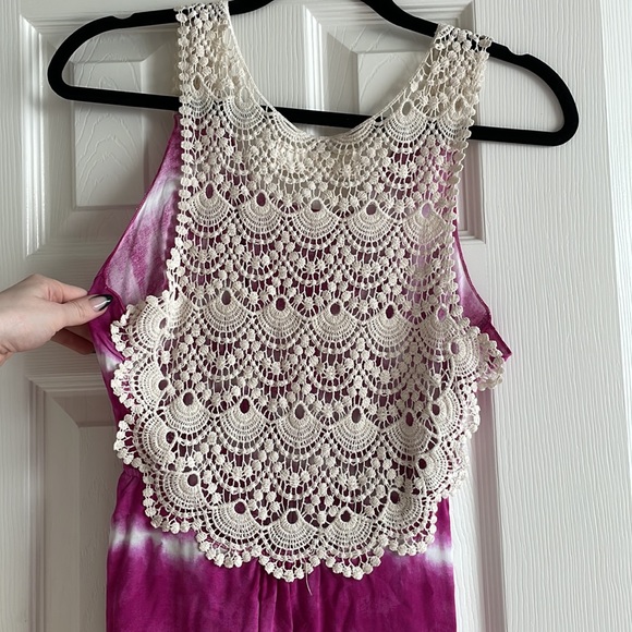 Vintage Havana Hi-low Tank Dress Women’s S Small Tie Dye Scoopneck Crochet 💜💗 - Picture 3 of 6